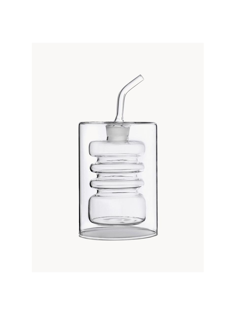 Botella artesanal de vinagre y aceite Rings, Al 16 cm, Vidrio de borosilicato, Transparente, Ø 8 x Al 16 cm