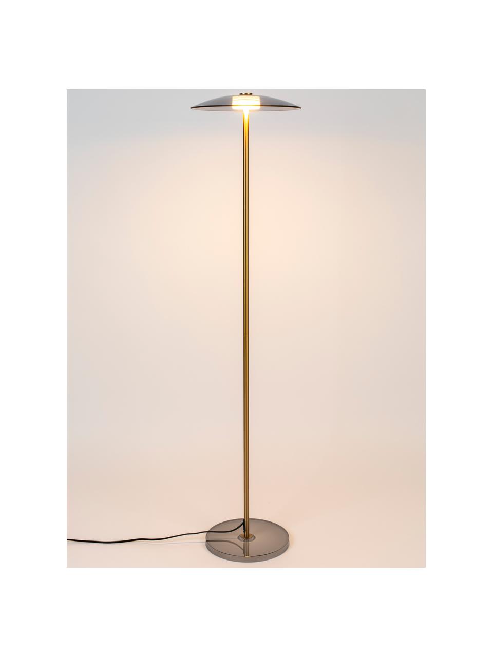 Lampa do czytania LED ze szklanym kloszem i funkcją przyciemniania Float, Odcienie złotego, transparentny, Ø 30 x W 132 cm