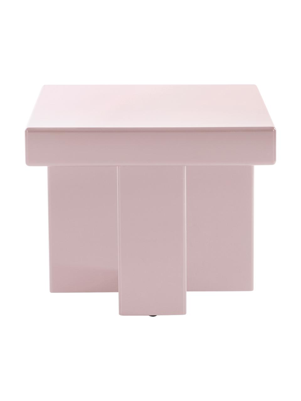 Tavolino Crozz, Pannello di fibra a media densità (MDF) laccato, Rosa, Larg. 50 x Alt. 48 cm