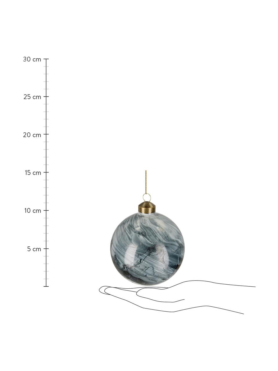 Bombka Marble, 6 szt., Szkło, Szary, biały, o wyglądzie marmuru, Ø 10 cm