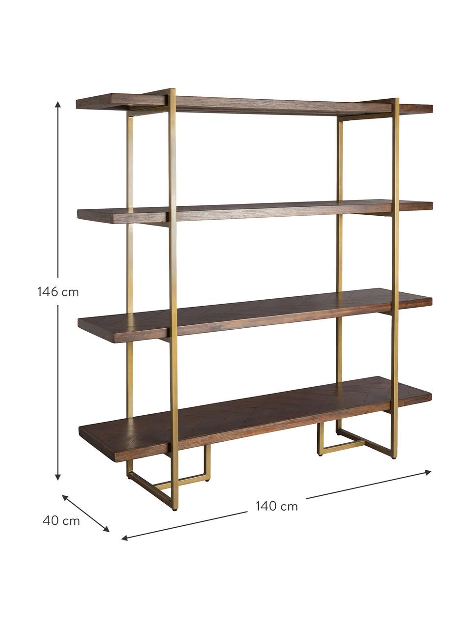 Regał z fornirem z drewna akacjowego Class, Stelaż: metal malowany proszkowo , Drewno akacjowe, odcienie mosiądzu, S 140 x W 146 cm