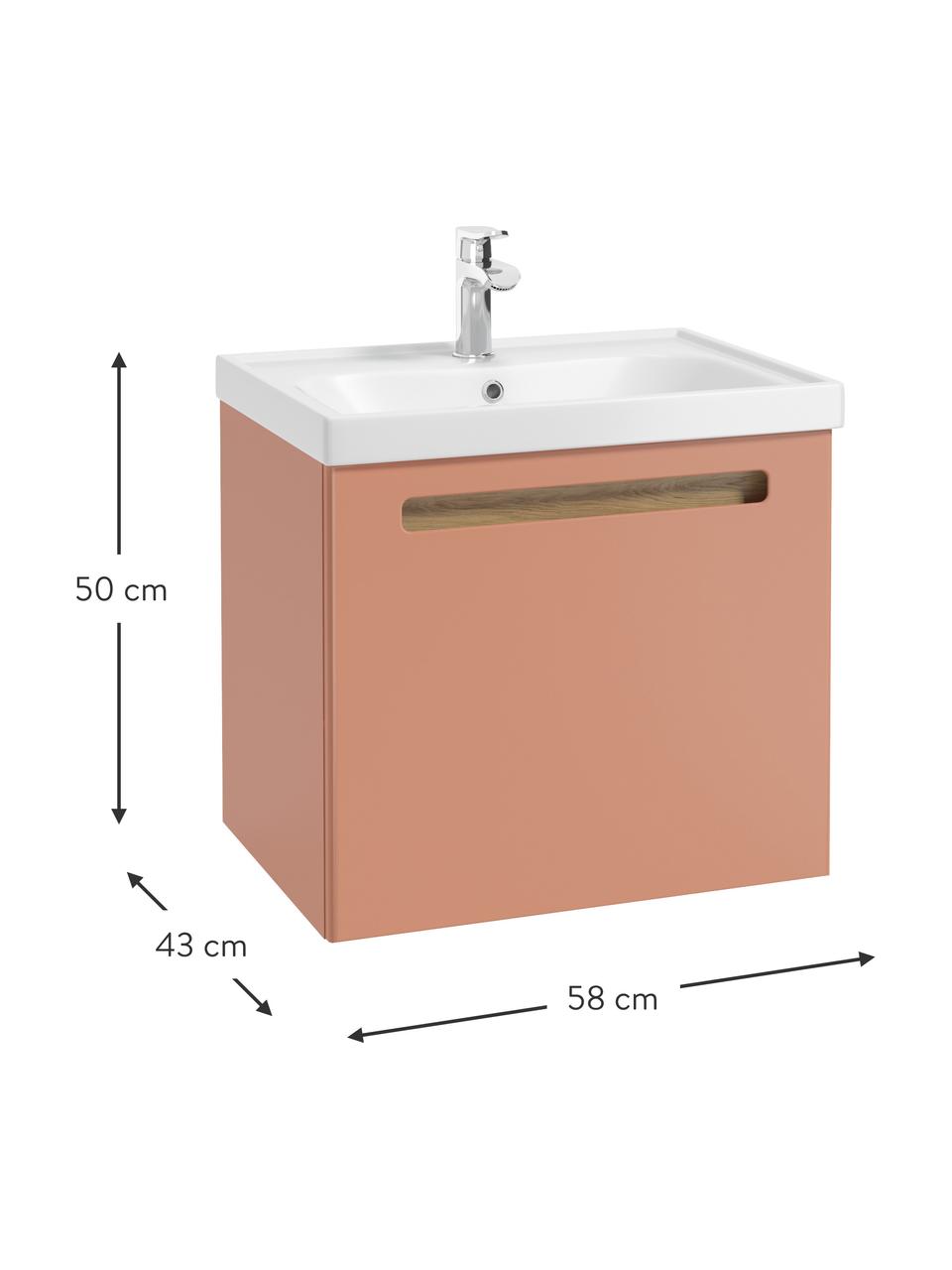 Set salle de bains avec vasque Senso, tailles variées, Panneau de particules, MDF, Terracotta, larg. 58 x haut. 50 cm