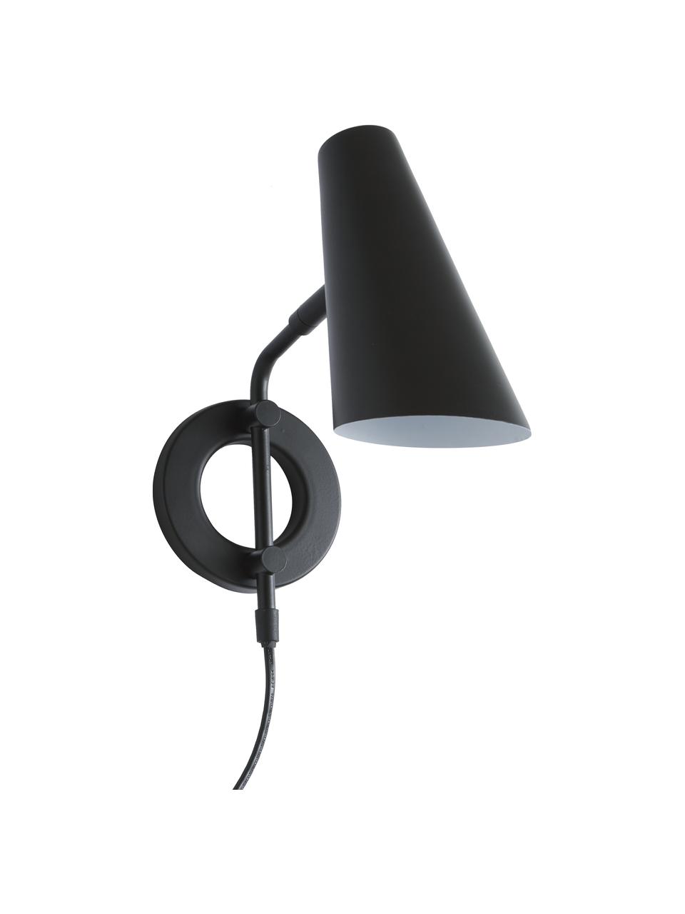 Nastaviteľná nástenná lampa so zástrčkou Cal, Čierna tienidlo (vnútorná časť): biela, H 27 x V 27 cm