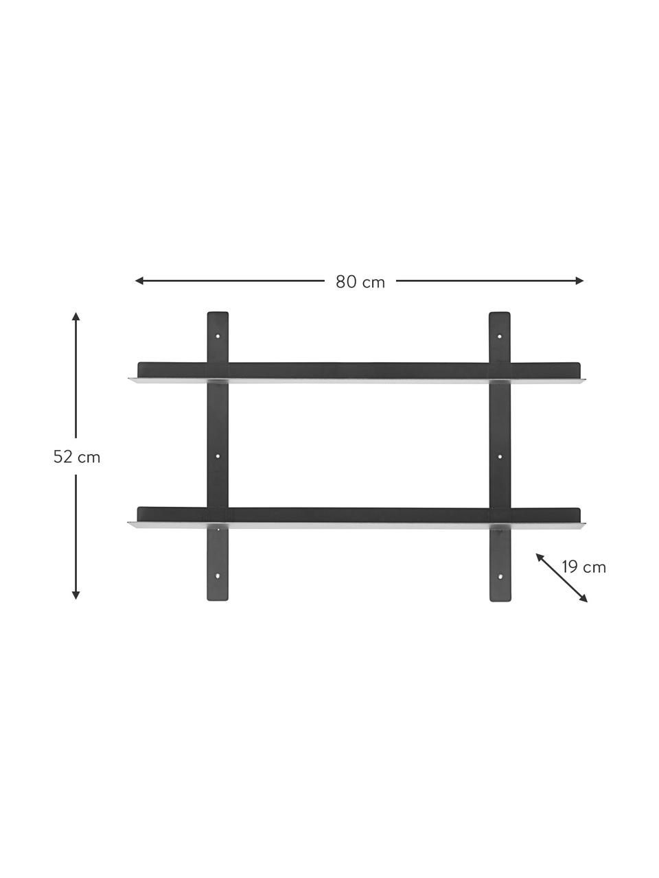 Estante de pared de metal Tag, Metal recubierto, Negro, An 80 x Al 52 cm