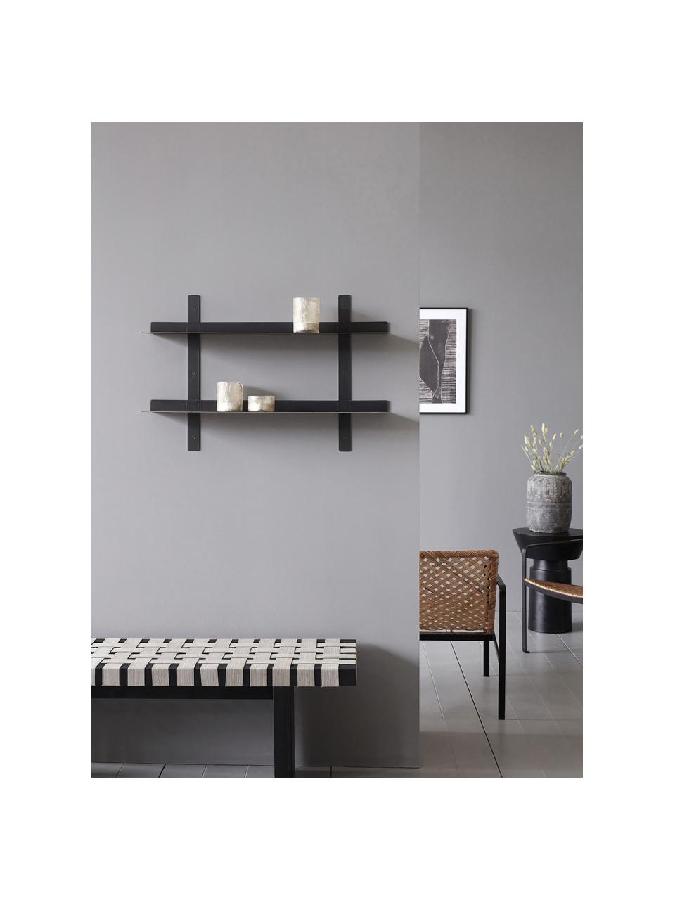 Estante de pared de metal Tag, Metal recubierto, Negro, An 80 x Al 52 cm