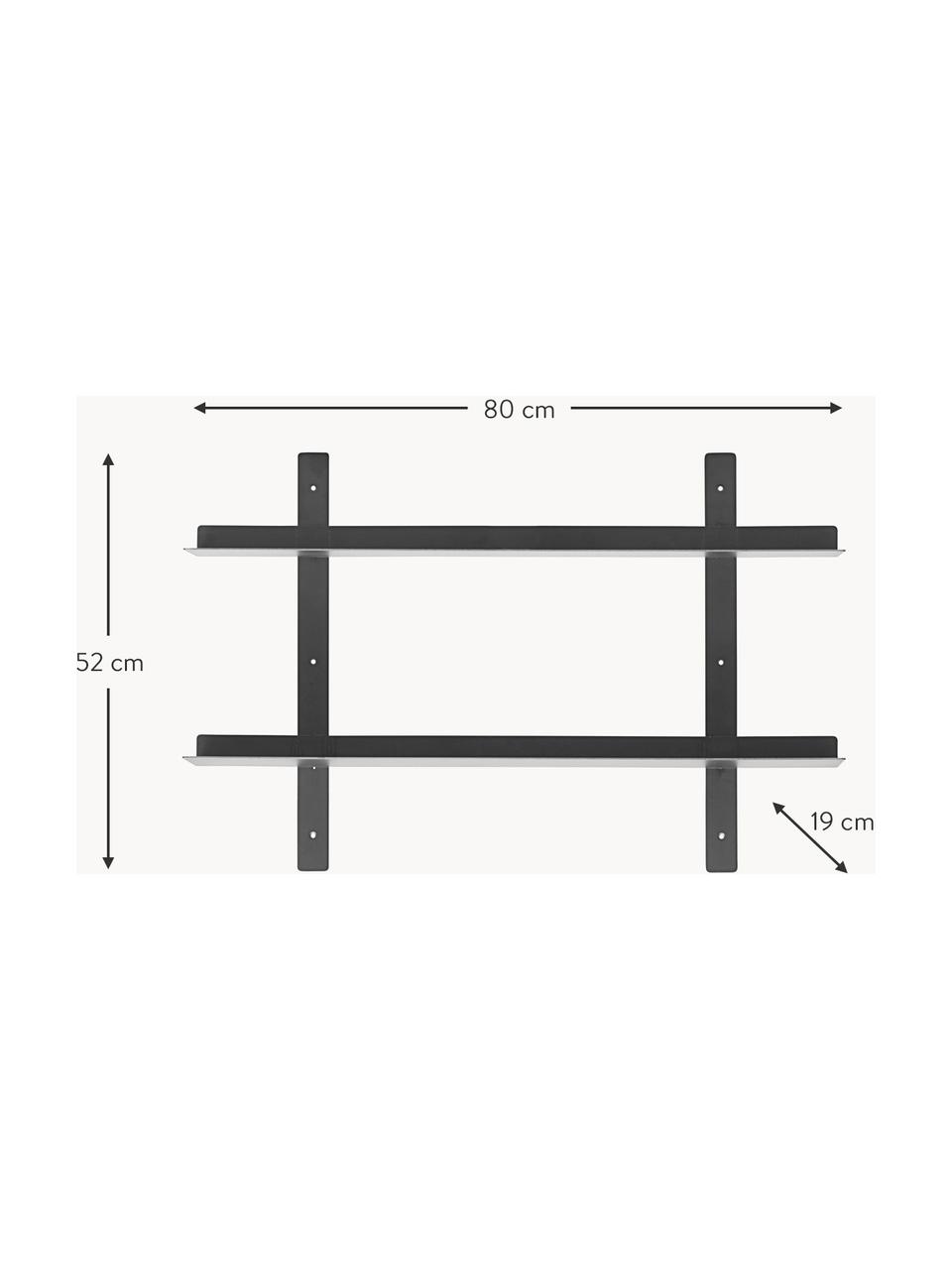 Metall-Wandregal Tag, Metall, beschichtet, Schwarz, B 80 x H 52 cm