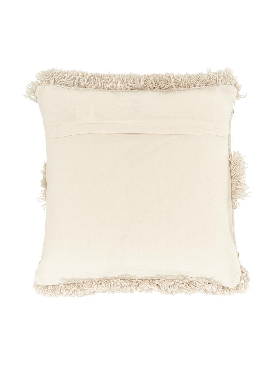 Housse de coussin 45x45 ethnique Frederieke, 100 % coton, Beige, larg. 45 x long. 45 cm