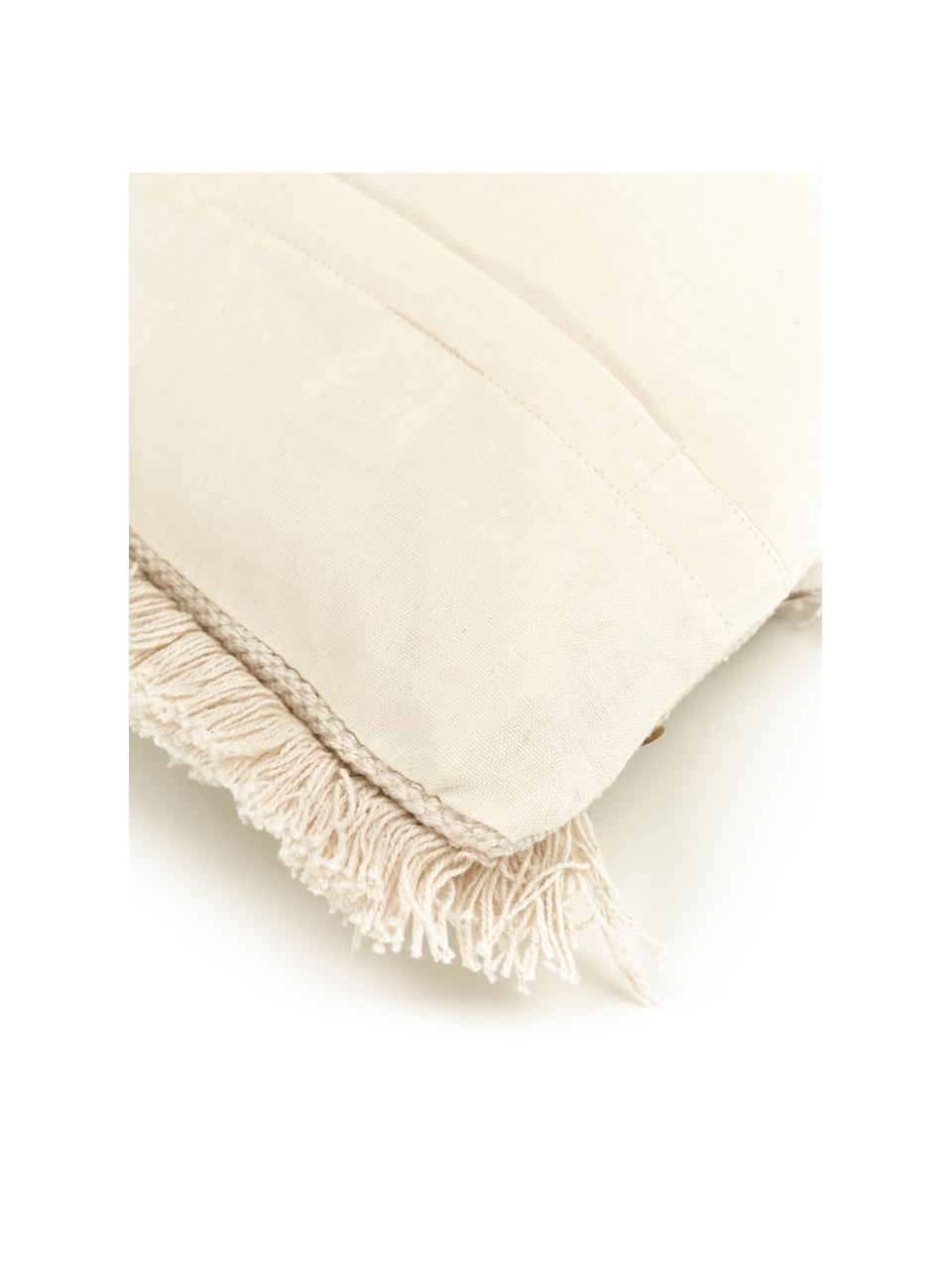 Kussenhoes Frederieke met decoratie, 100% katoen, Beige, B 45 x L 45 cm