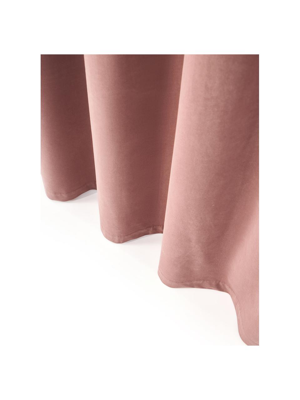 Cortinas opacas de terciopelo con ojales Rush, 2 uds., 100% poliéster (reciclado), Rosa palo, An 135 x L 260 cm