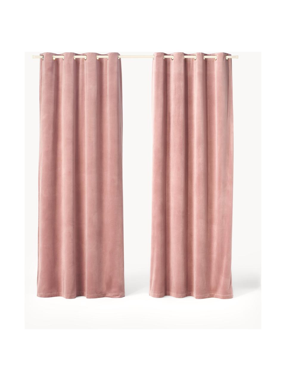 Rideaux occultants en velours avec œillets Rush, 2 pièces, 100% polyester (recyclé), certifié GRS, Vieux rose, larg. 135 x long. 260 cm