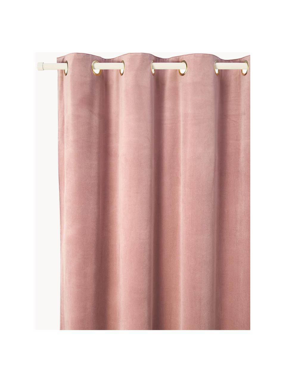 Rideaux occultants en velours avec œillets Rush, 2 pièces, 100% polyester (recyclé), certifié GRS, Vieux rose, larg. 135 x long. 260 cm