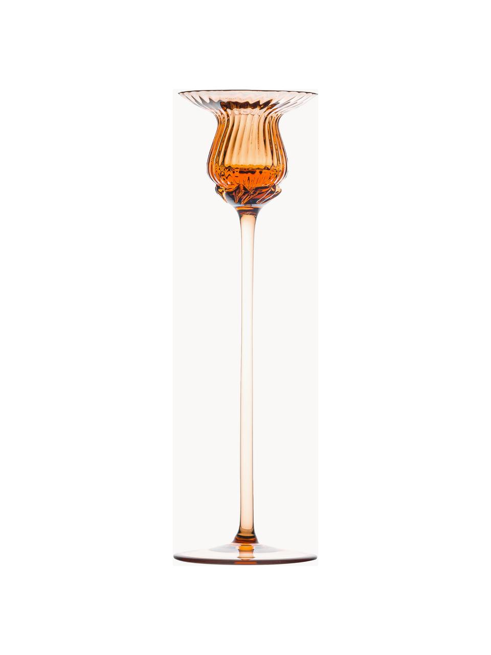 Mundgeblasener Kerzenständer Tulipán, Glas, Hellbraun, Ø 7 x H 25 cm
