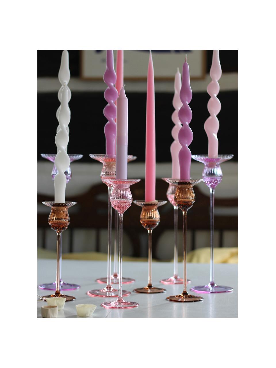 Candelabro in vetro soffiato Tulipán, Vetro, Marrone chiaro, Ø 7 x Alt. 25 cm