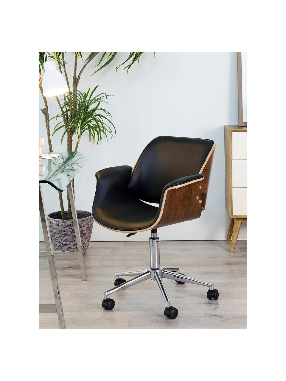 Kancelárska otočná stolička Marbella, výškovo nastaviteľná, Čierna, hnedá, odtiene striebornej, Š 59 x H 57 cm