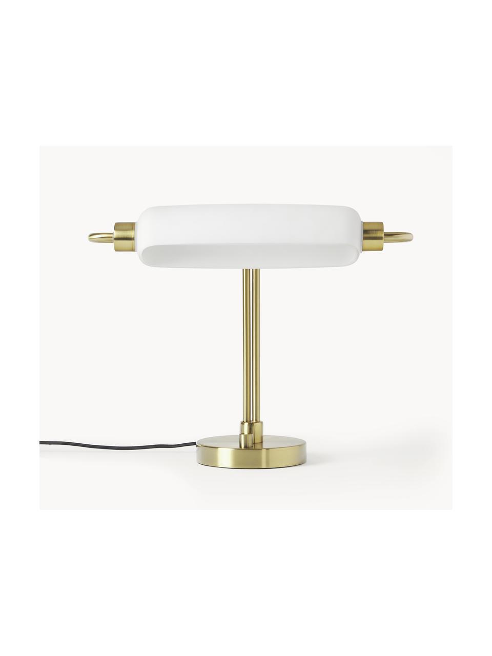 Lampada da tavolo a LED Tate, Paralume: vetro opale, Struttura: metallo, ottonato, Dorato, bianco, Larg. 44 x Alt. 51 cm