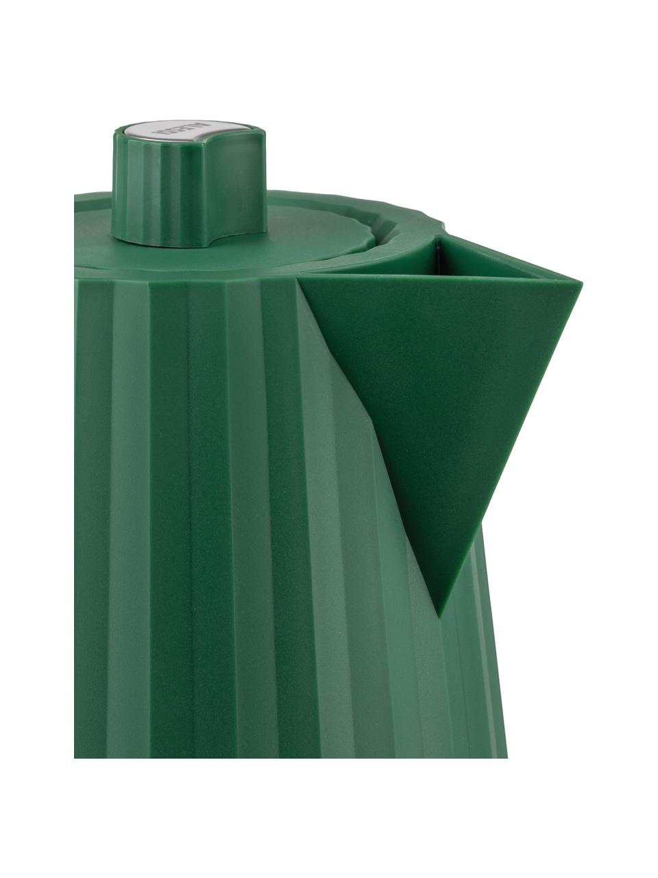 Rychlovarná konvice se strukturovaným povrchem Plissé, 1,7 l, Termoplastická pryskyřice, Tmavě zelená, Š 21 cm, V 29 cm