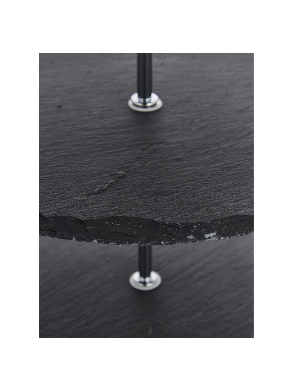 Etażerka z płytami łupkowymi Cooper, Stelaż: metal chromowany, Czarny, odcienie chromu, Ø 30 x W 31 cm