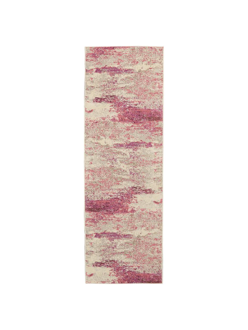 Design loper Celestial in roze-beige, Bovenzijde: polypropyleen, Onderzijde: latex, Beige, roze, 60 x 180 cm