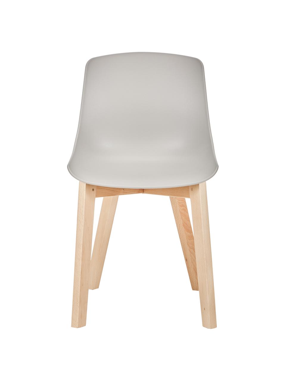 Sedia in plastica con gambe in legno Dave 2 pz, Seduta: materiale sintetico, Gambe: legno di faggio, Greige, legno di faggio, Larg. 46 x Alt. 52 cm