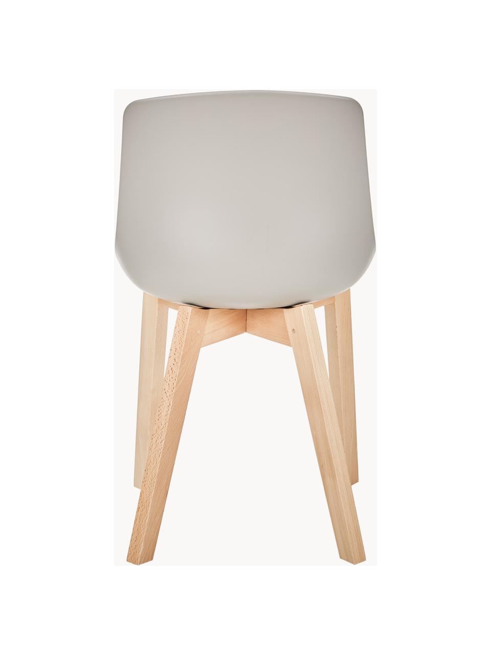 Sillas de plástico Dave, 2 uds., Asiento: plástico, Patas: madera de haya, Greige, madera de haya, An 46 x Al 82 cm