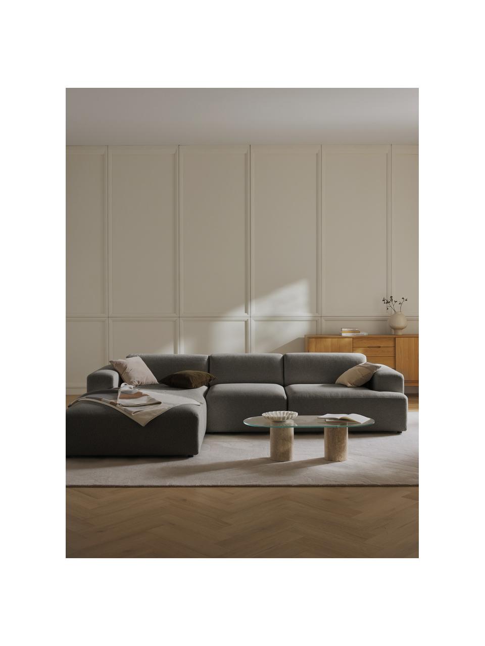 Ecksofa Melva (4-Sitzer), Bezug: 100 % Polyester Der strap, Gestell: Massives Kiefern- und Fic, Füße: Kunststoff Dieses Produkt, Webstoff Anthrazit, B 319 x T 195 cm, Eckteil links