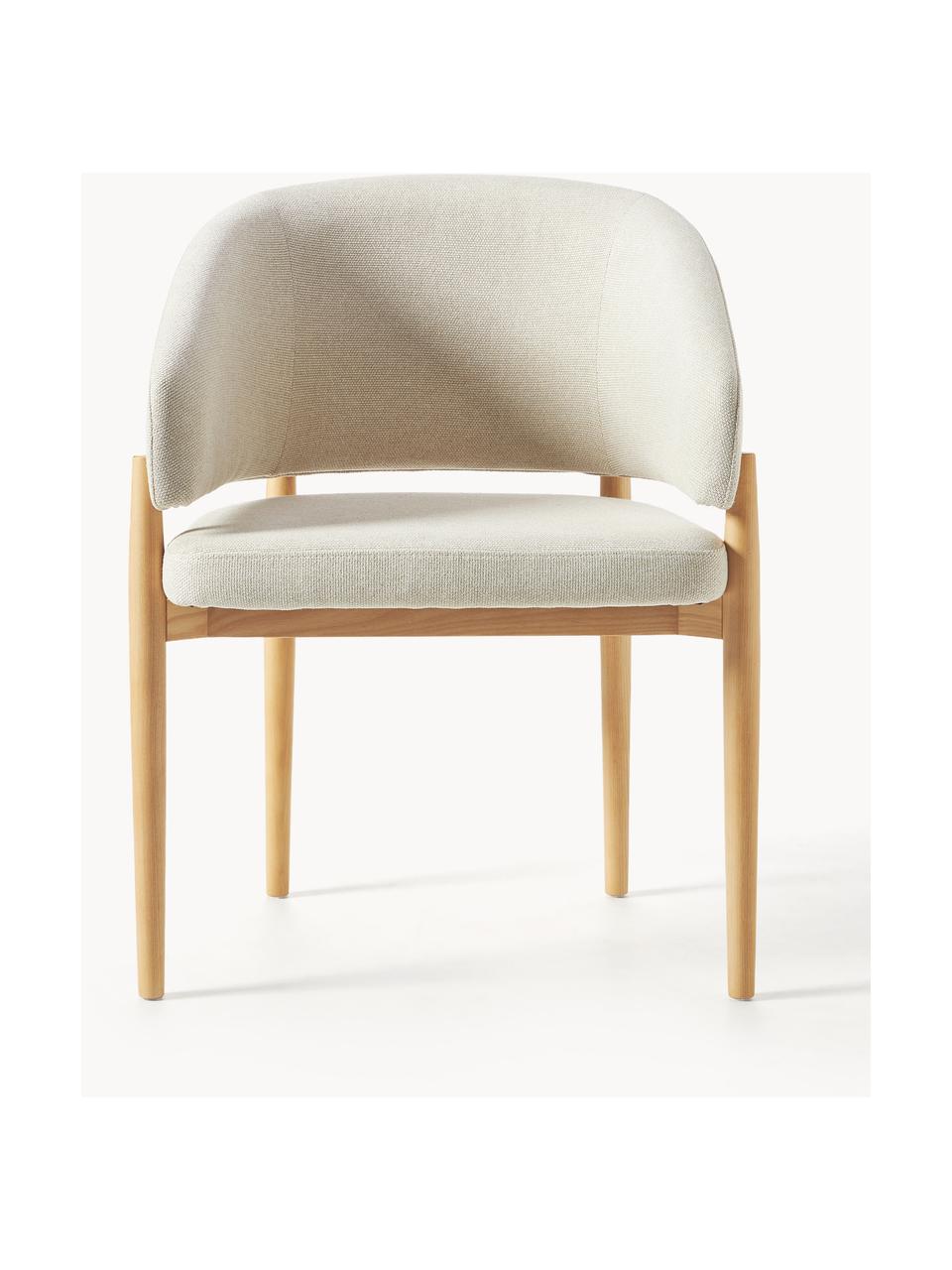 Židle s područkami Nemo, Béžová, světlé jasanové dřevo, Š 63 cm, V 55 cm
