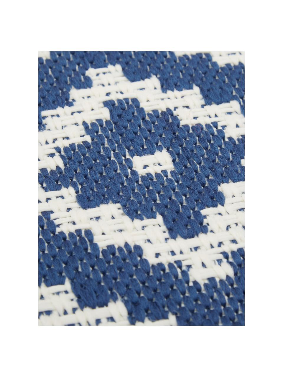 Gemusterter In- & Outdoor-Teppich Miami in Blau/Weiss, 86% Polypropylen, 14% Polyester, Cremeweiss, Blau, B 160 x L 230 cm (Grösse M)