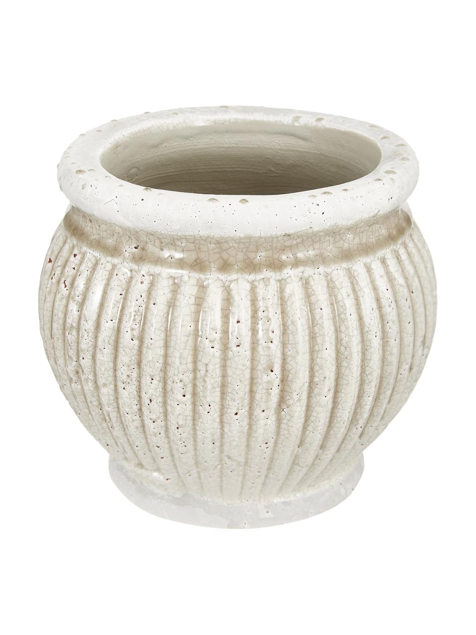 Ręcznie wykonana osłonka na doniczkę z ceramiki Catinia, Ceramika, Beżowy, Ø 19 x W 16 cm