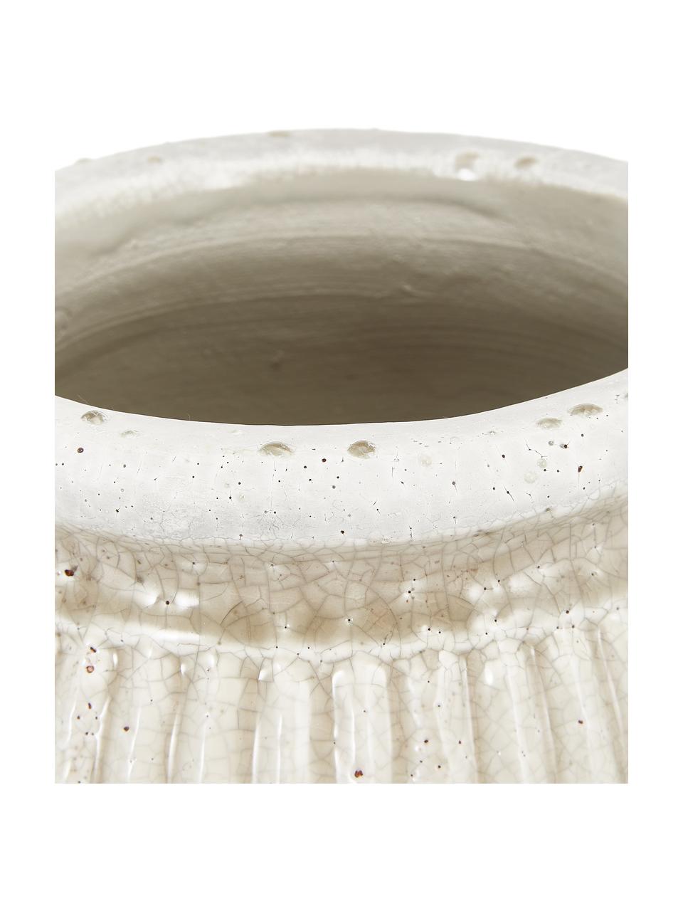 Cache-pot céramique fait main Catinia, Céramique, Beige, Ø 18 x haut. 16 cm