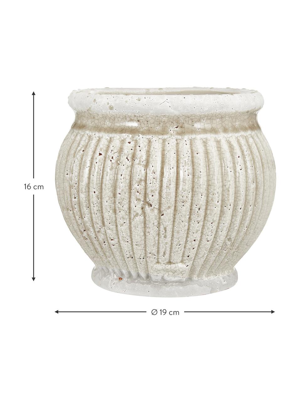 Handgefertigter Keramik-Übertopf Catinia in Beige, Keramik, Beige, Ø 19 x H 16 cm