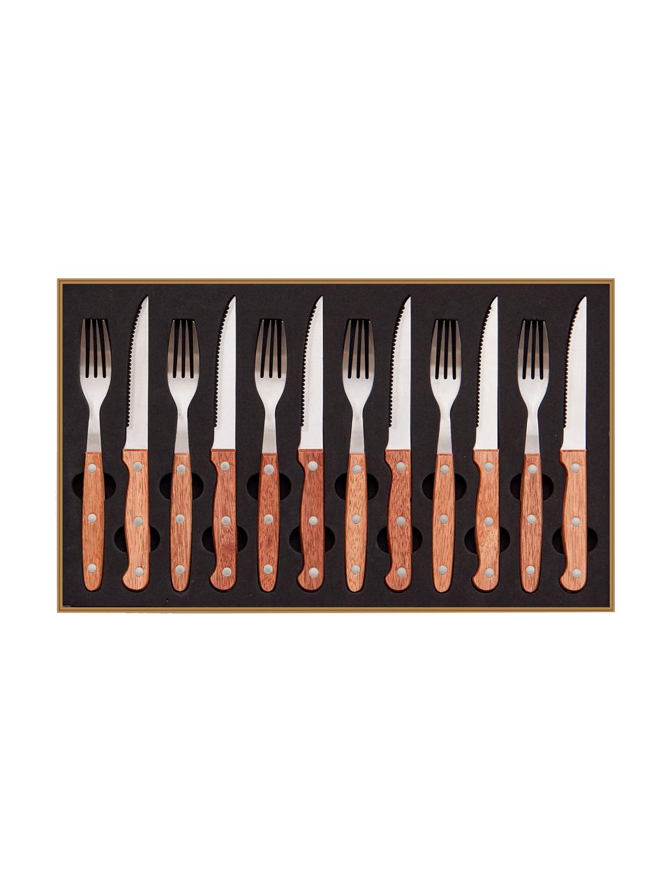 Bestekset Barbecue, 6 personen (12-delig), Bestek: edelstaal, Bruin, L 22 cm