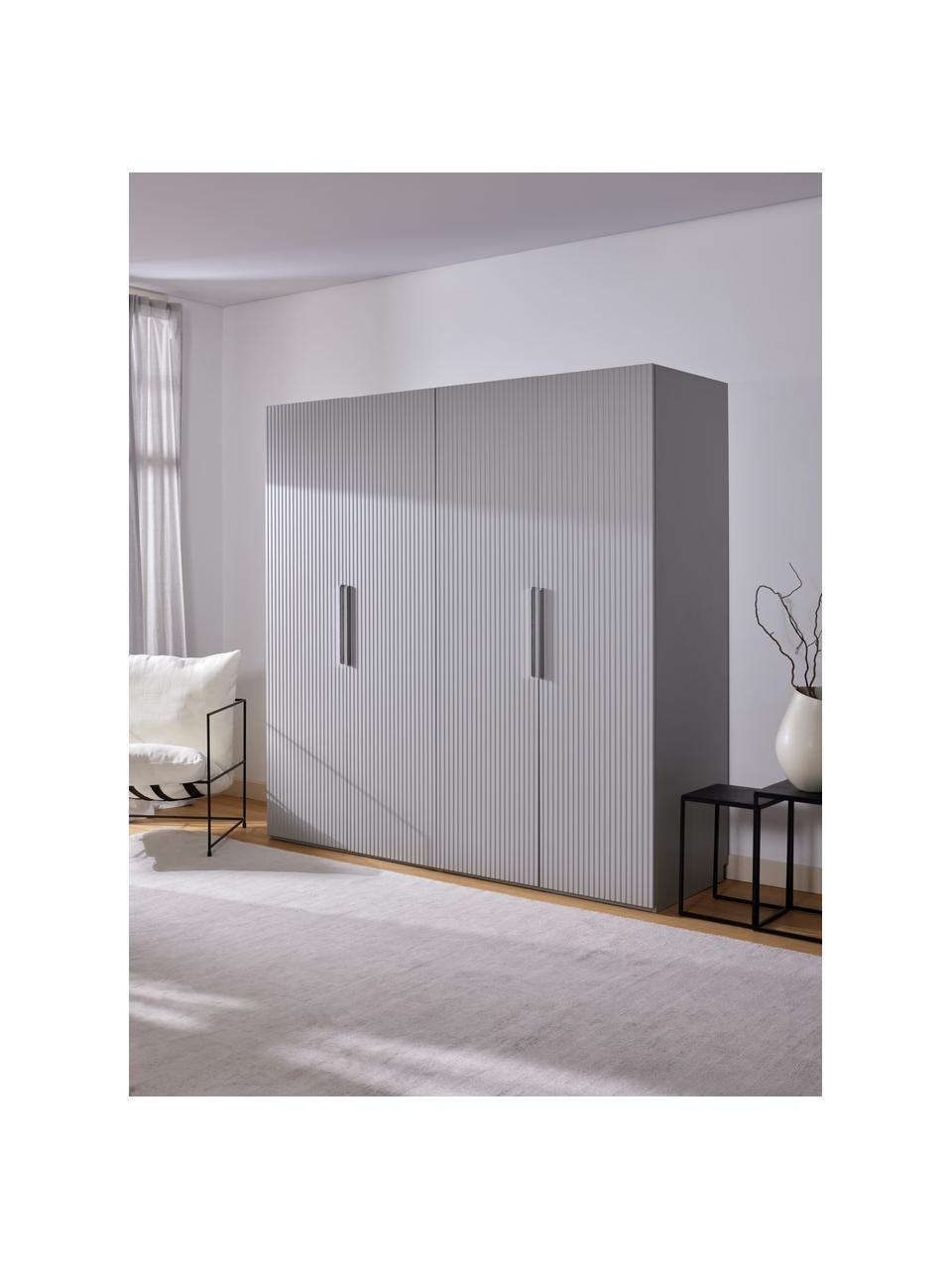 Armario modular Simone, 4 puertas (200 cm), diferentes variantes, Estructura: aglomerado con certificad, Madera, gris, Interior Basic (Al 200 cm)