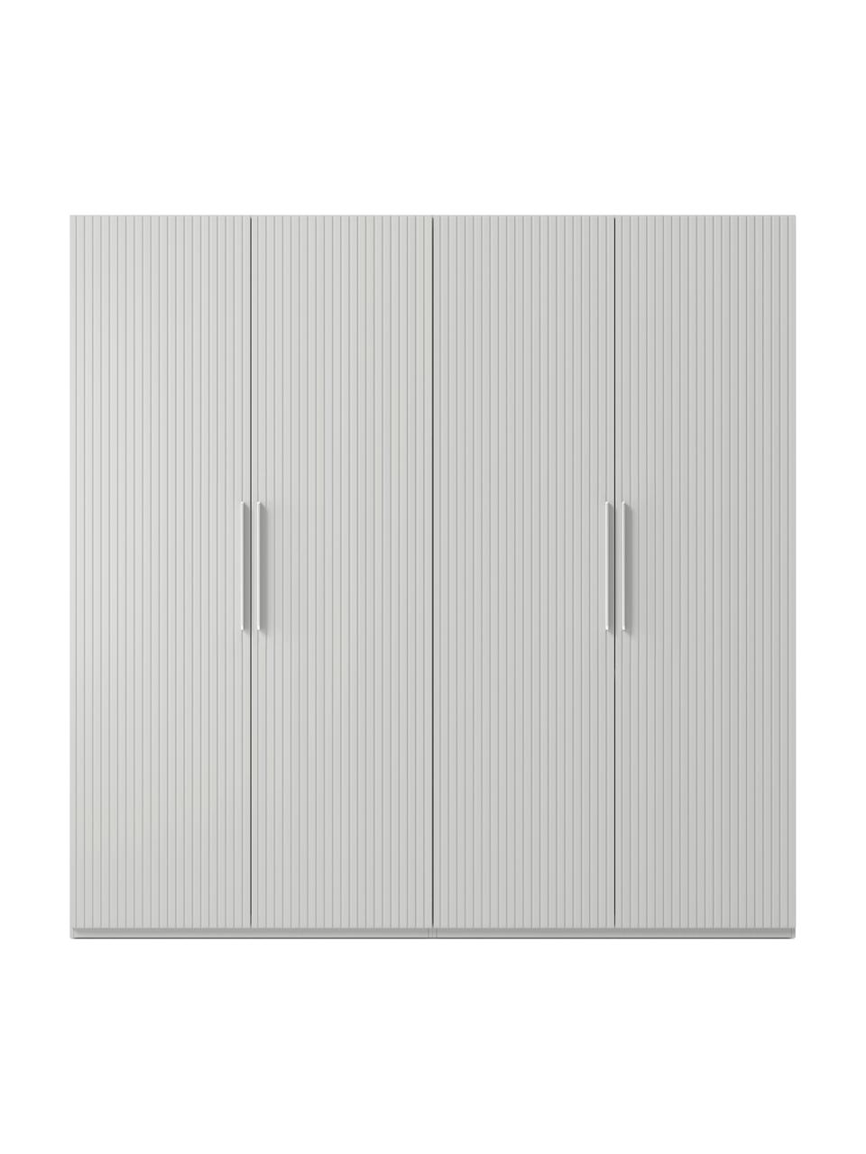 Armadio componibile con ante battenti Simone, larg. 200 cm, in diverse varianti, Legno, grigio, Interno Basic, larg. 200 x alt. 200 cm