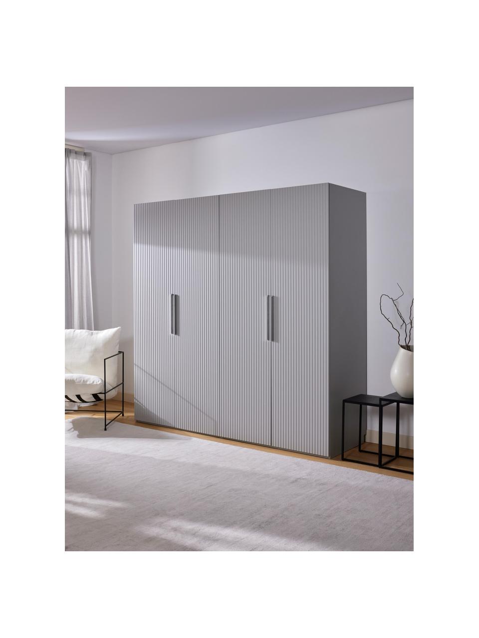 Armoire modulaire à portes battantes Simone, larg. 200 cm, plusieurs variantes, Bois, gris, Basic Interior, larg. 200 x haut. 200 cm