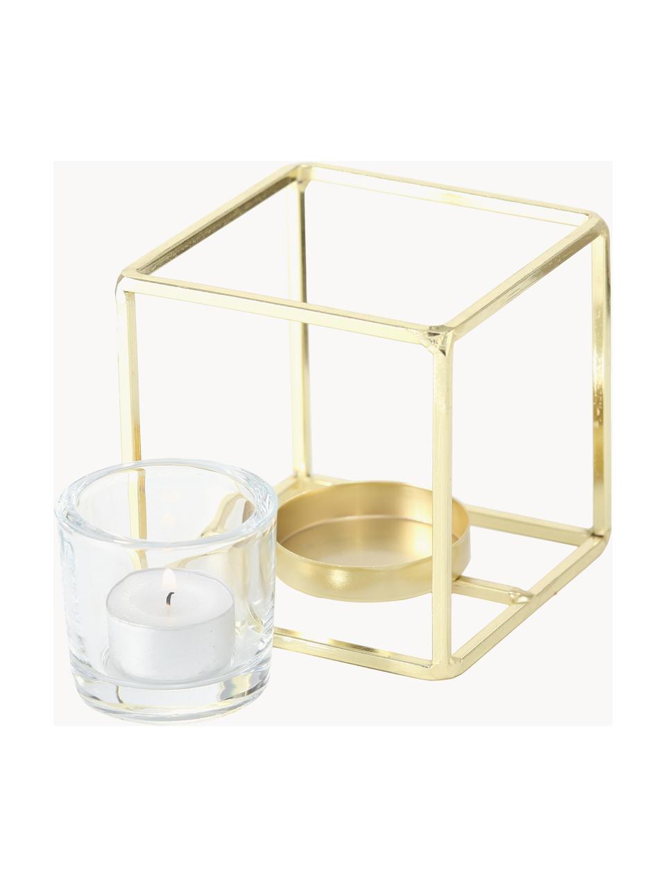 Teelichthalter-Set Pazo, 2-tlg., Windlicht: Glas, Gestell: Metall, beschichtet, Goldfarben, Set mit verschiedenen Größen