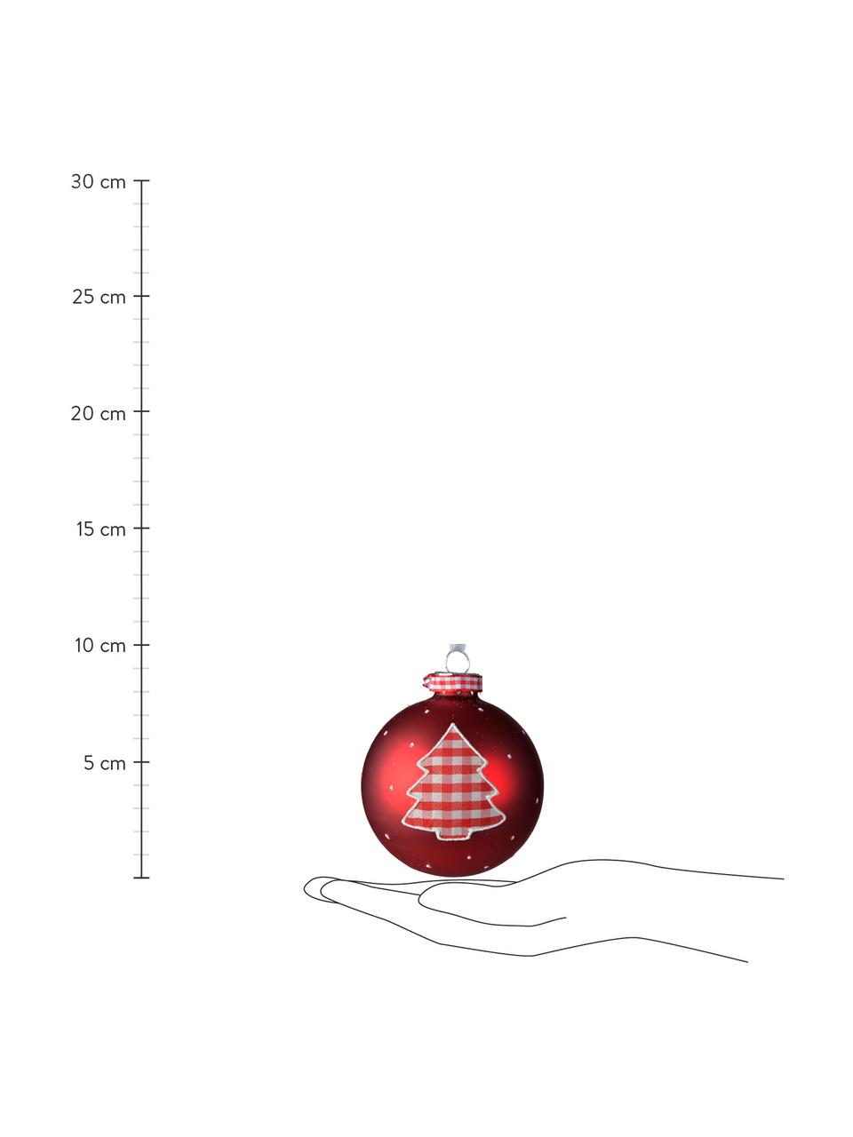 Bola de Navidad Vavo, 2 uds., Blanco, rojo, Ø 8 cm