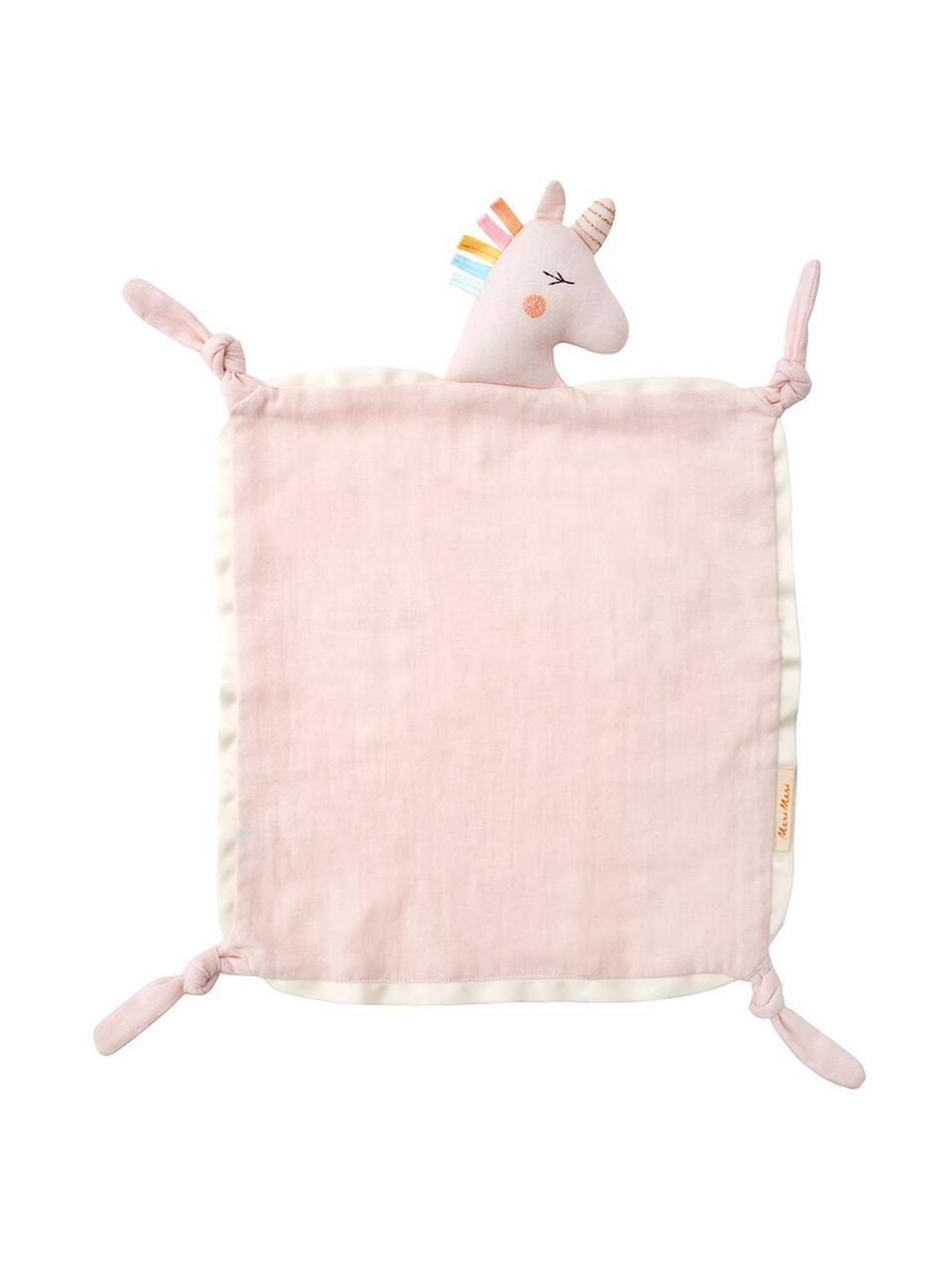 Doudou de algodón orgánico Unicorn, Borde: agodón satinado, Rosa, multicolor, An 40 x L 46 cm