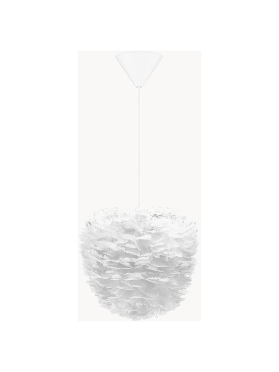 Hanglamp Eos Evia van veren, verschillende formaten, Lampenkap: ganzenveren, RDS-gecertif, Wit, Ø 40 x H 39 cm