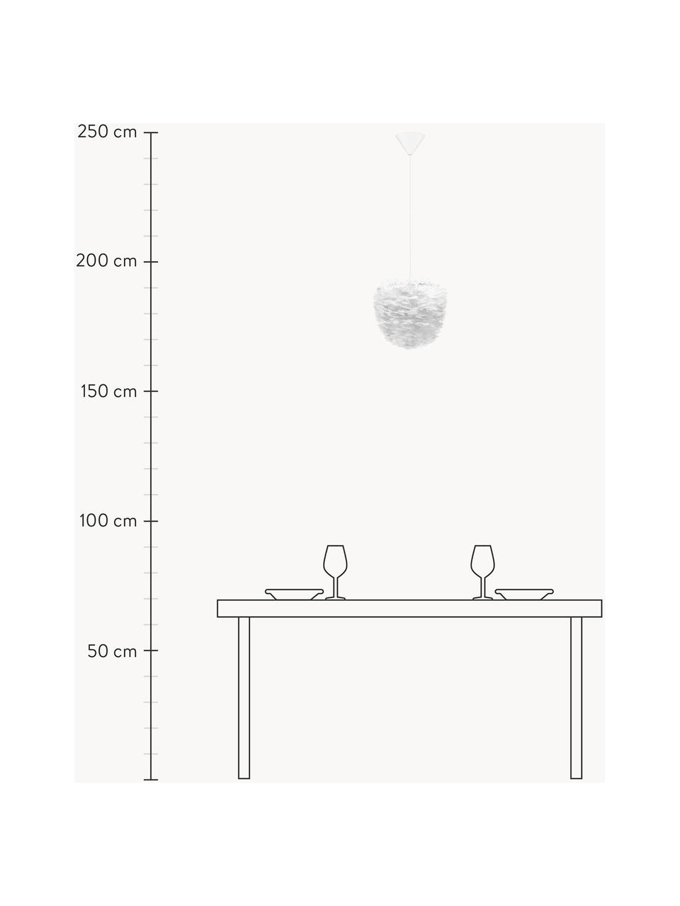 Pendelleuchte Eos Evia aus Federn, in verschiedenen Größen, Lampenschirm: Gänsefedern, RDS-zertifiz, Baldachin: Kunststoff, Weiß, Ø 40 x H 39 cm