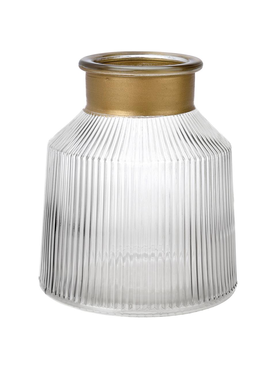 Glas-Vase Junyell, Rand: Glas, lackiert, Vase: Glas, Goldfarben, Transparent, Ø 19 x H 20 cm