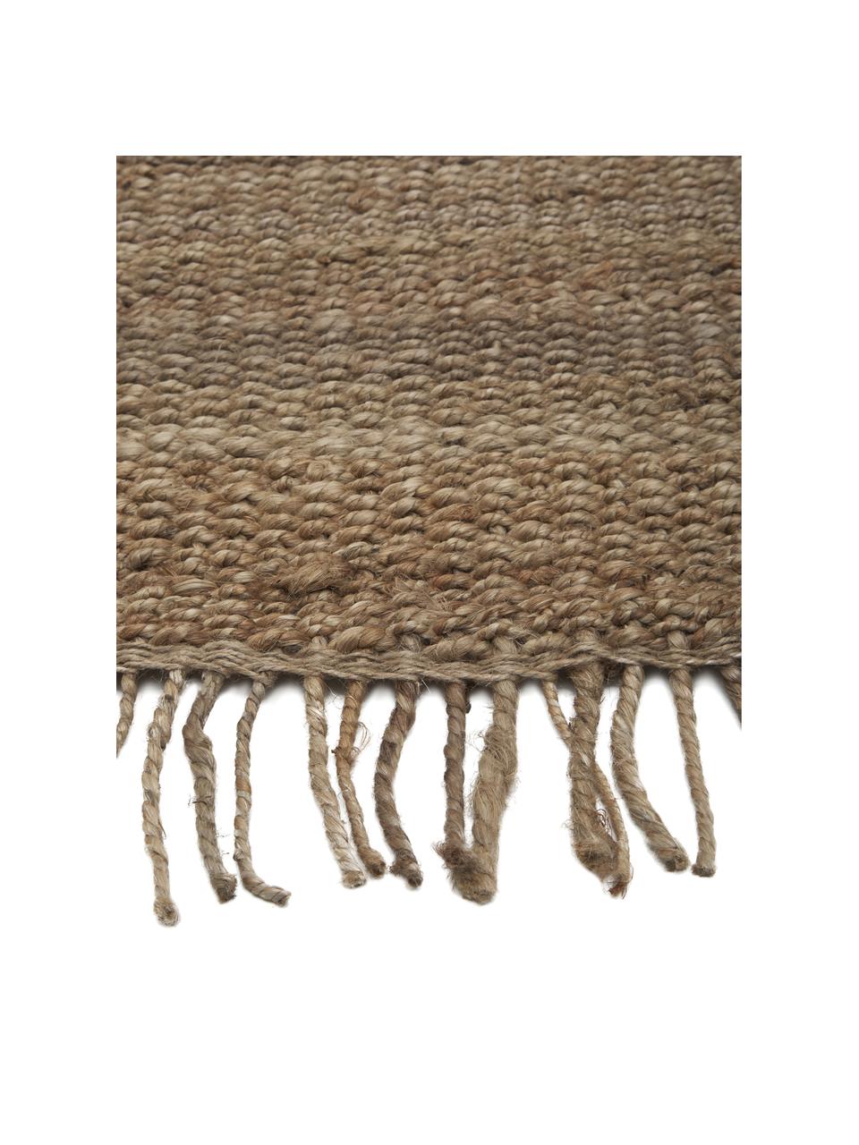 Ručně tkaný jutový koberec s třásněmi Naturals, 100 % juta, Hnědá, Š 60 cm, D 90 cm (velikost XXS)