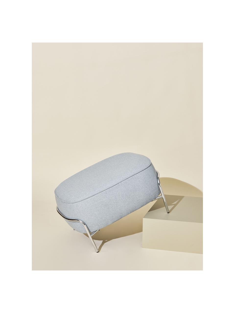 Čalouněný taburet Kumo, Světle modrá, stříbrná, Š 67 cm, V 37 cm