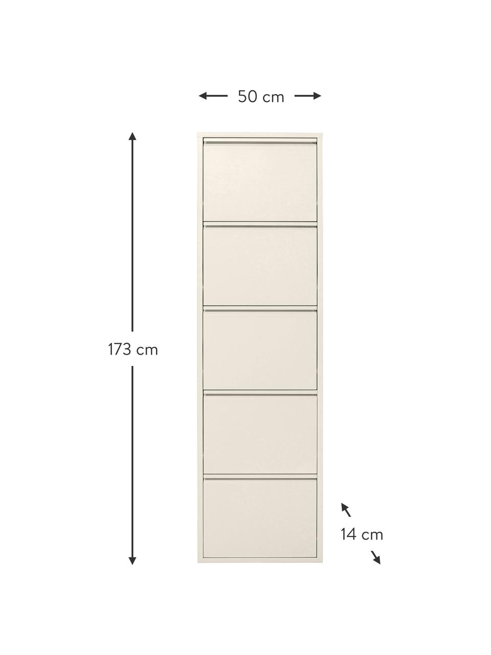 Scarpiera da parete con scomparti a ribalta Caruso, Acciaio verniciato a polvere, Beige chiaro, Larg. 50 x Alt. 170 cm