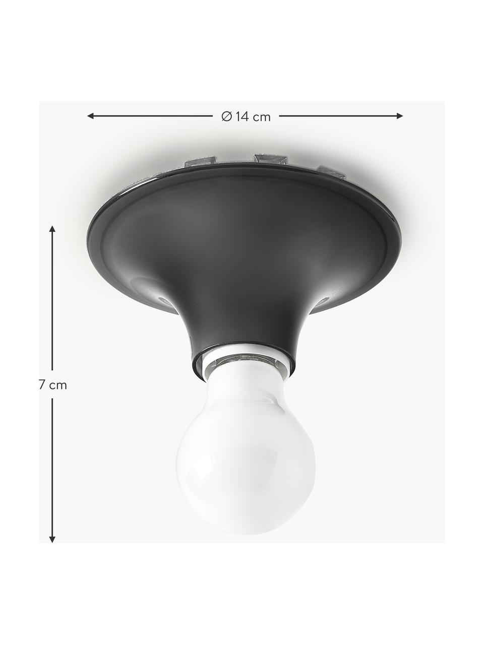 Malé stropní svítidlo Teti, Polykarbonát, Černá, Ø 14 cm, V 7 cm