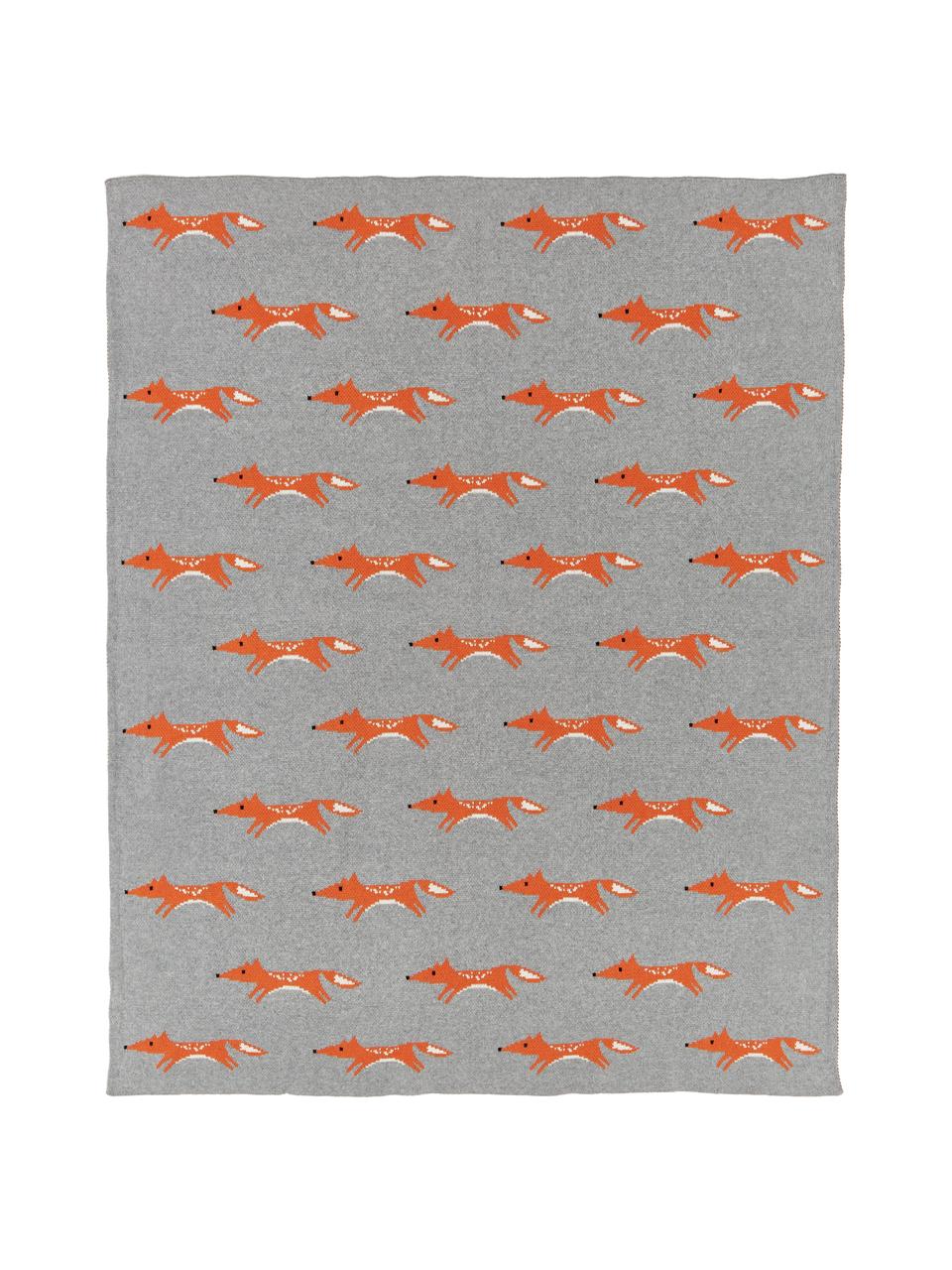 Baby-Kuscheldecke Luciana aus Bio-Baumwolle, 100% Biobaumwolle, Grau, Orange, B 80 x L 100 cm