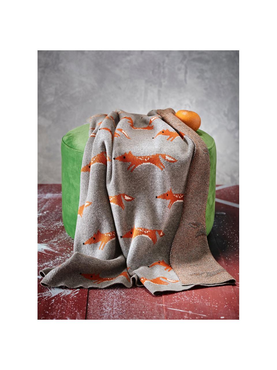 Baby-Kuscheldecke Luciana aus Bio-Baumwolle, 100% Biobaumwolle, Grau, Orange, B 80 x L 100 cm