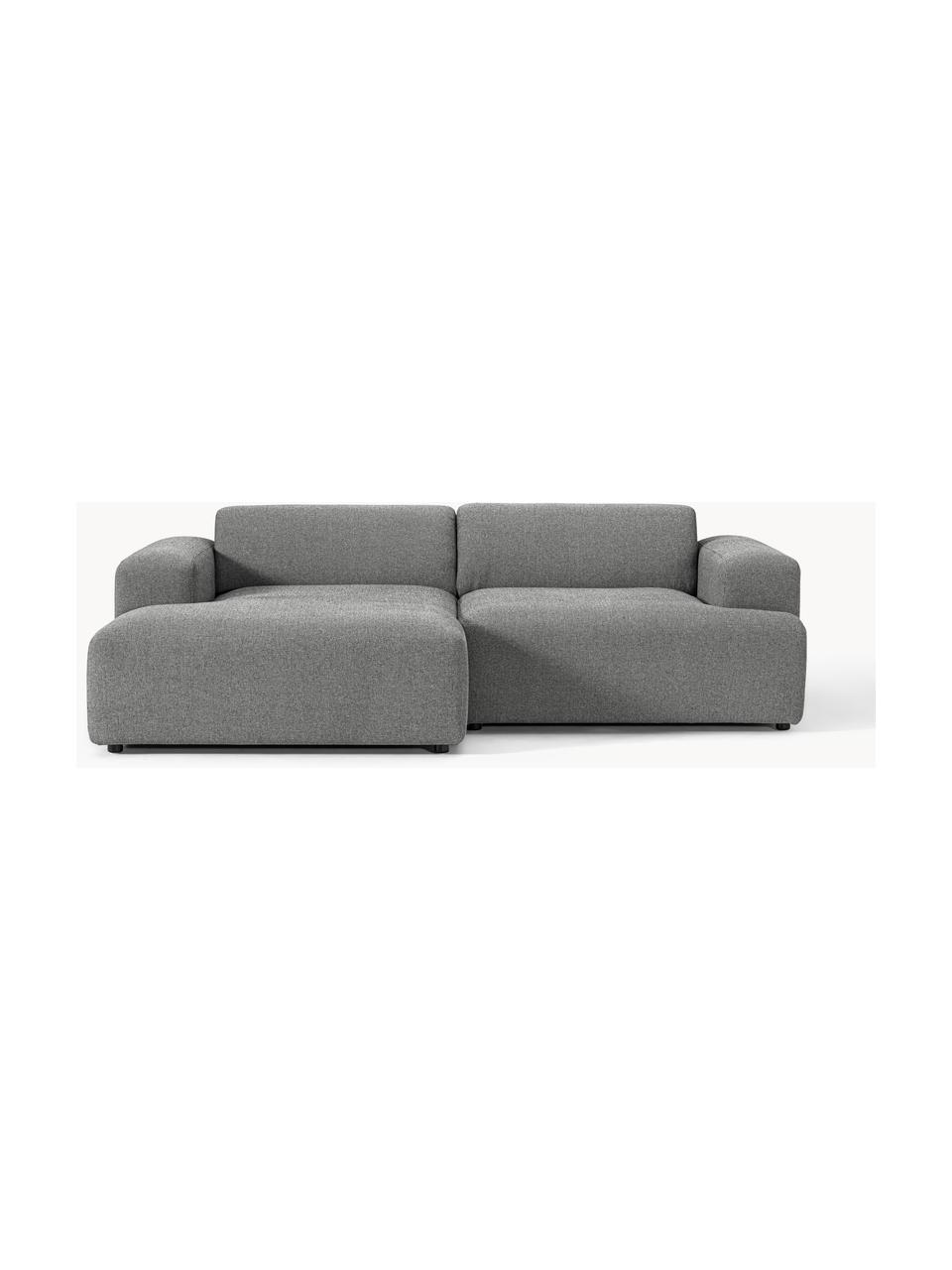 Ecksofa Melva (3-Sitzer), Bezug: 100 % Polyester Der strap, Gestell: Massives Kiefern- und Fic, Webstoff Dunkelgrau, B 238 x T 143 cm, Eckteil links