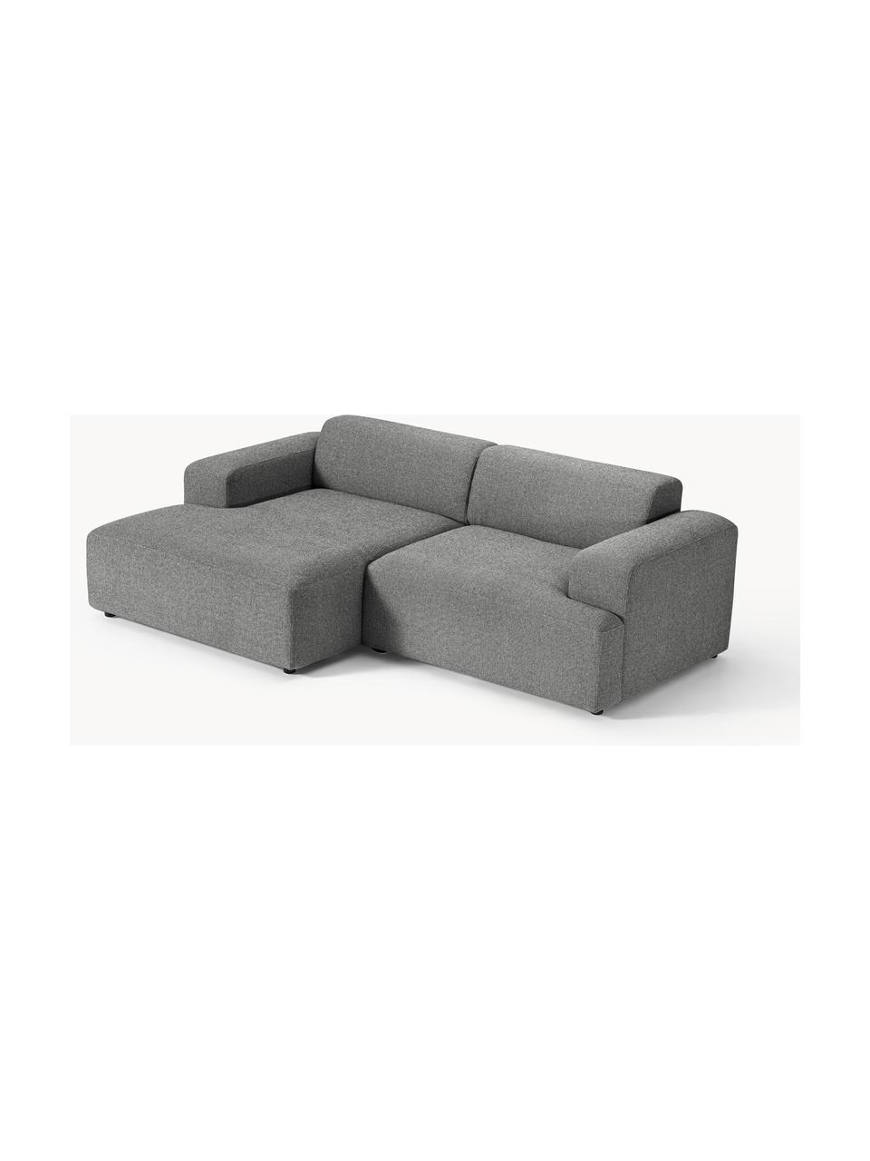 Ecksofa Melva (3-Sitzer), Bezug: 100 % Polyester Der strap, Gestell: Massives Kiefern- und Fic, Füße: Kunststoff Dieses Produkt, Webstoff Dunkelgrau, B 238 x T 143 cm, Eckteil links