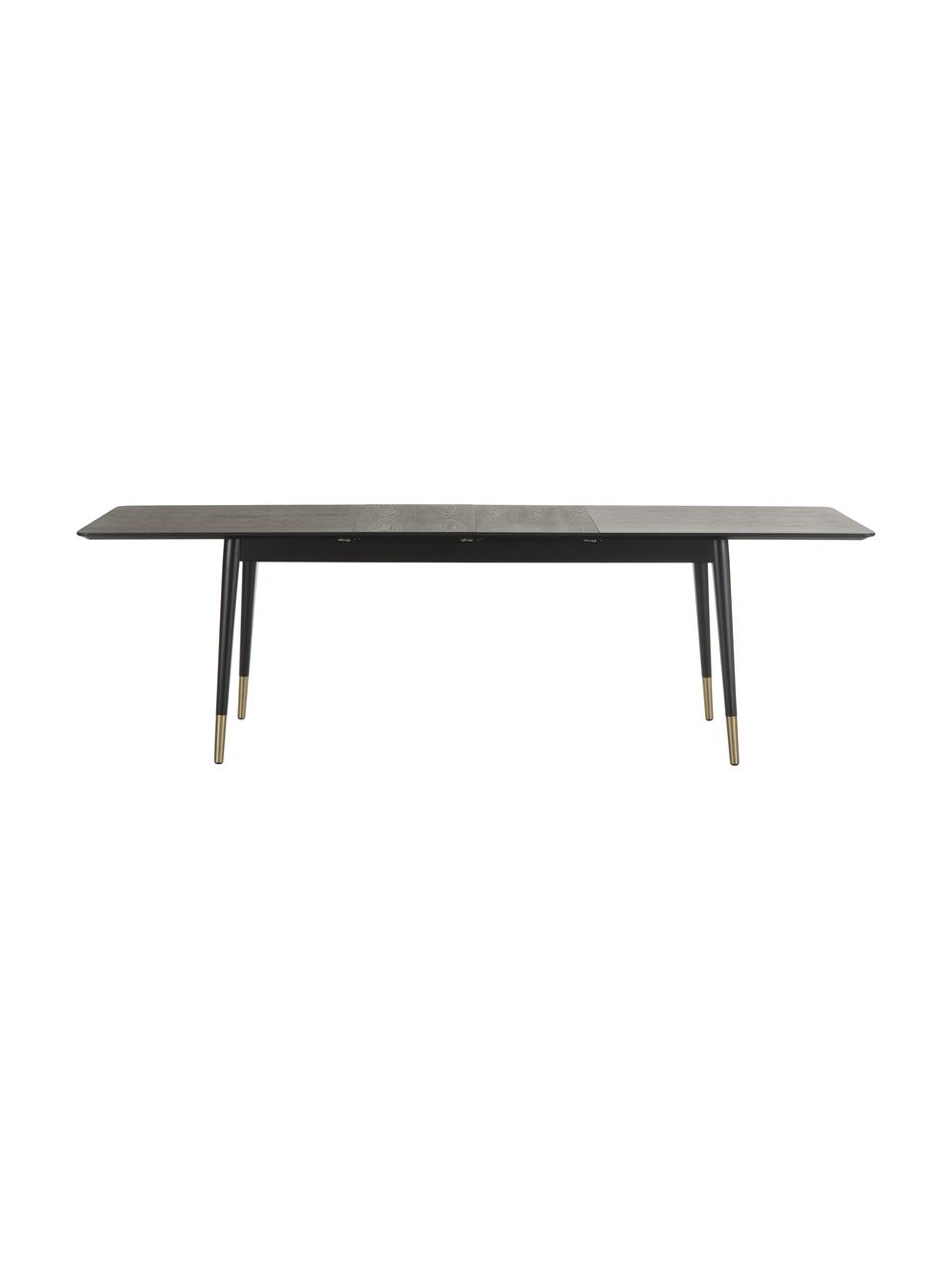 Rozkladací jedálenský stôl Fenwood, 180 - 260 x 90 cm, Čierna, mosadzné odtiene, Š 180 do 260 x H 90 cm