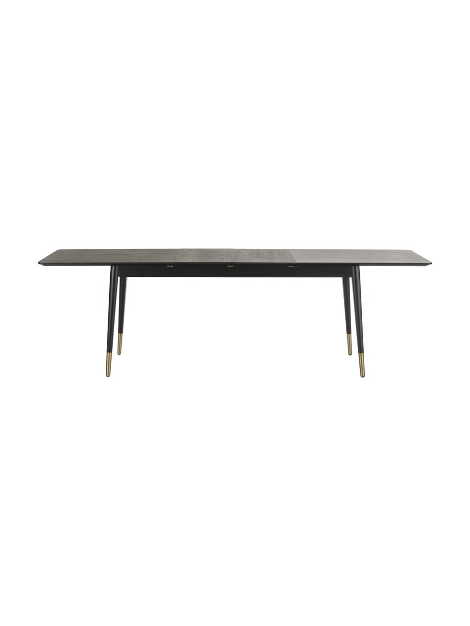 Table extensible Fenwood, 180 - 260 x 90 cm, Noir, or laiton, larg. 180 - 260 x prof. 90 cm